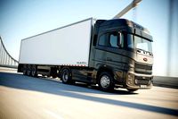 Semi truck with white trailer