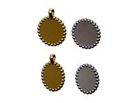 Round and ovale engravable pendants with bead pattern halo | 3D