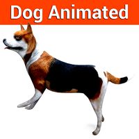3D dog rigged  animated game ready low poly