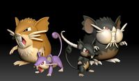 Pokemon Rattata and Raticate - Alolan form included | 3D