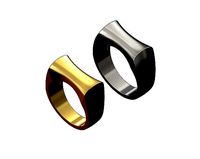 Concave sides rounded top rectangular ring | 3D