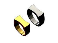 Concave sides rectangular signet ring | 3D