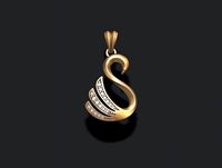 Swan pendant with gems | 3D