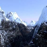 Snowy mountain landscape
