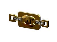 Rectangular Chanel diamond tag pendant and charms | 3D