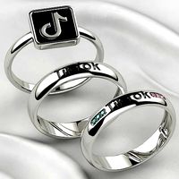 TikTok Enamel Rings Set Gold or Silver | 3D
