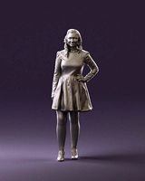 Woman in yellow blue dres holding hand on side 0860 3D Prin Read | 3D