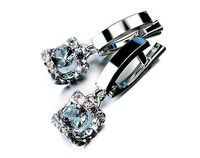 Dainty dangle earrings with stones | 3D