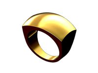 Large rectangular statement dome signet ring | 3D