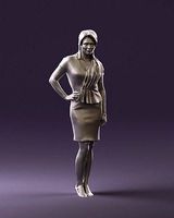 Woman in coral dress 0705 3D Print Ready | 3D