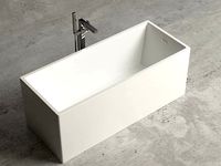 Freestanding rectangle bathtub with floor-mounted tap 8