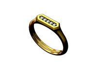 Hexagonal slot low profile signet ring | 3D