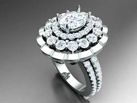 LUXURY DIAMOND RING WITH  OVAL CENTER STONE | 3D