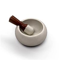 Marble mortar and pestle with walnut handle