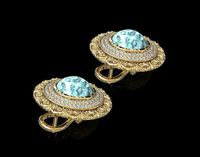 Oriental Cabochon Earrings | 3D