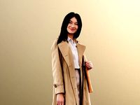 Francine 11401 - Asian Woman Standing Coat Smiling Fall Outfit