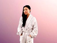 Anita 11367 - Asian Woman Bathrobe Standing Hands In Pocket
