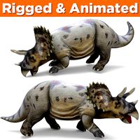 3D Realistic Triceratops Rigged and Animated