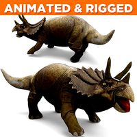 Realistic Triceratops Rigged  Animated 3D Model