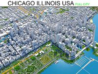 Chicago city 3d model Illinois 70km