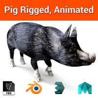 Pig Rigged Animated 3D model