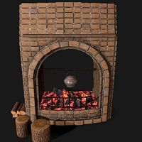 Stone fireplace game asset