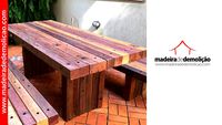 MESA DE MADEIRA - MESA RUSTICA - CRUZETA PÉ PAINEL 2,40M