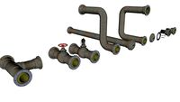 Industrial pipes for fluid or dust transfer (slightly corroded)