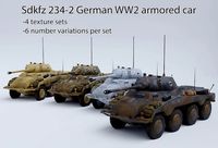Sdkfz 234-2 Puma German WW2 armored car Low Poly PBR model