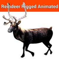 Black Reindeer rigged animated 3D model