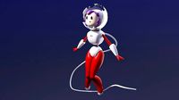Cartoon girl astronaut playing