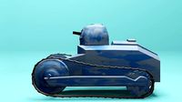 low poly french world war 1 blue camouflage tank