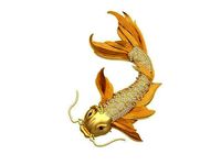 Golden Fish Hip Hop Diamond Necklace  | 3D