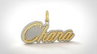 Model 507  Name Digit Necklace Chana Diamond Name Plate | 3D