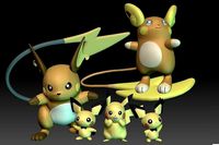 Pokemon Pichu Pikachu Raichu Alolan | 3D