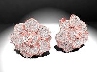 New Design 2021 Luxury Diamond Rose Earrings 1931 | 3D