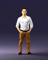Man in yellow trousers and white shirt 0370 3D Print Ready | 3D