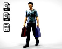 N1 Man in shopping with shopping bags | 3D