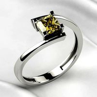 5mm Citrine Princess Gold Ring | 3D
