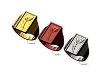 Tulip flower relief rectangular signet ring  | 3D