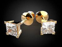 Earrings studs Gold E8 | 3D