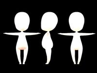 3d Low poly Cute Chibi Base Mesh Body Model