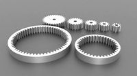 internal and spur gears | 3D