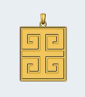 Greek Key Meander Pendant | 3D