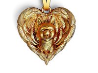 Dog wing Heart Angels Pendant | 3D