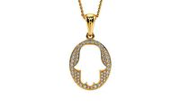 hamsa hand gold diamonds pendant | 3D