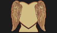 Heart and Angel Wings Tombstone | 3D