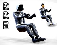 N6 Sitting Race Driver with NHRA Racing Helmet | 3D
