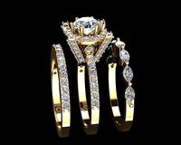 Ring with diamonds and zircon 3D print model | 3D