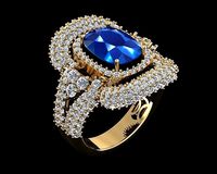 Ring with diamonds and zircon 3D print model | 3D